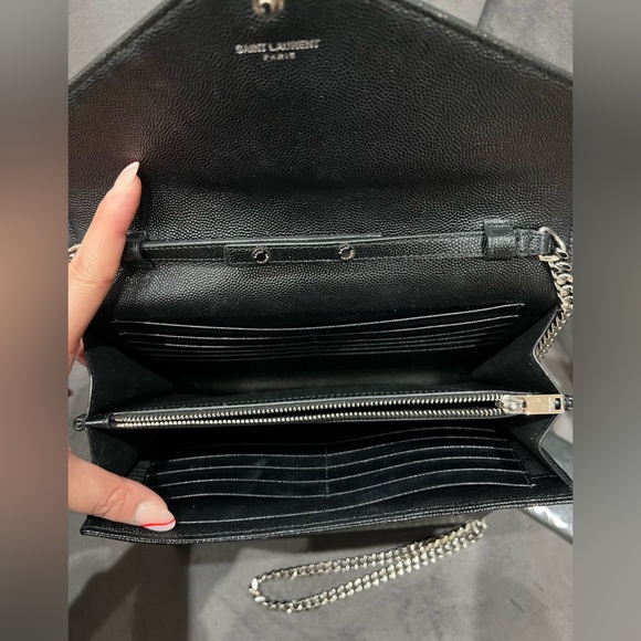 sold-YSL wallet on chain black and silver in size large - Picture 11 of 13